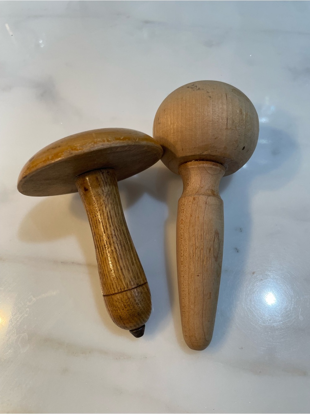Vintage Natural Wood Darning Mushroom Set - Tan